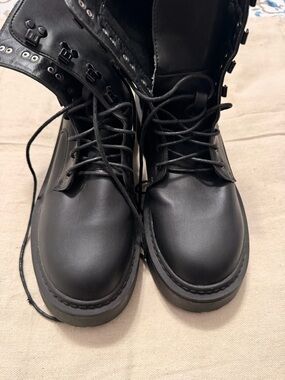 Black Lace-Up Combat Boots